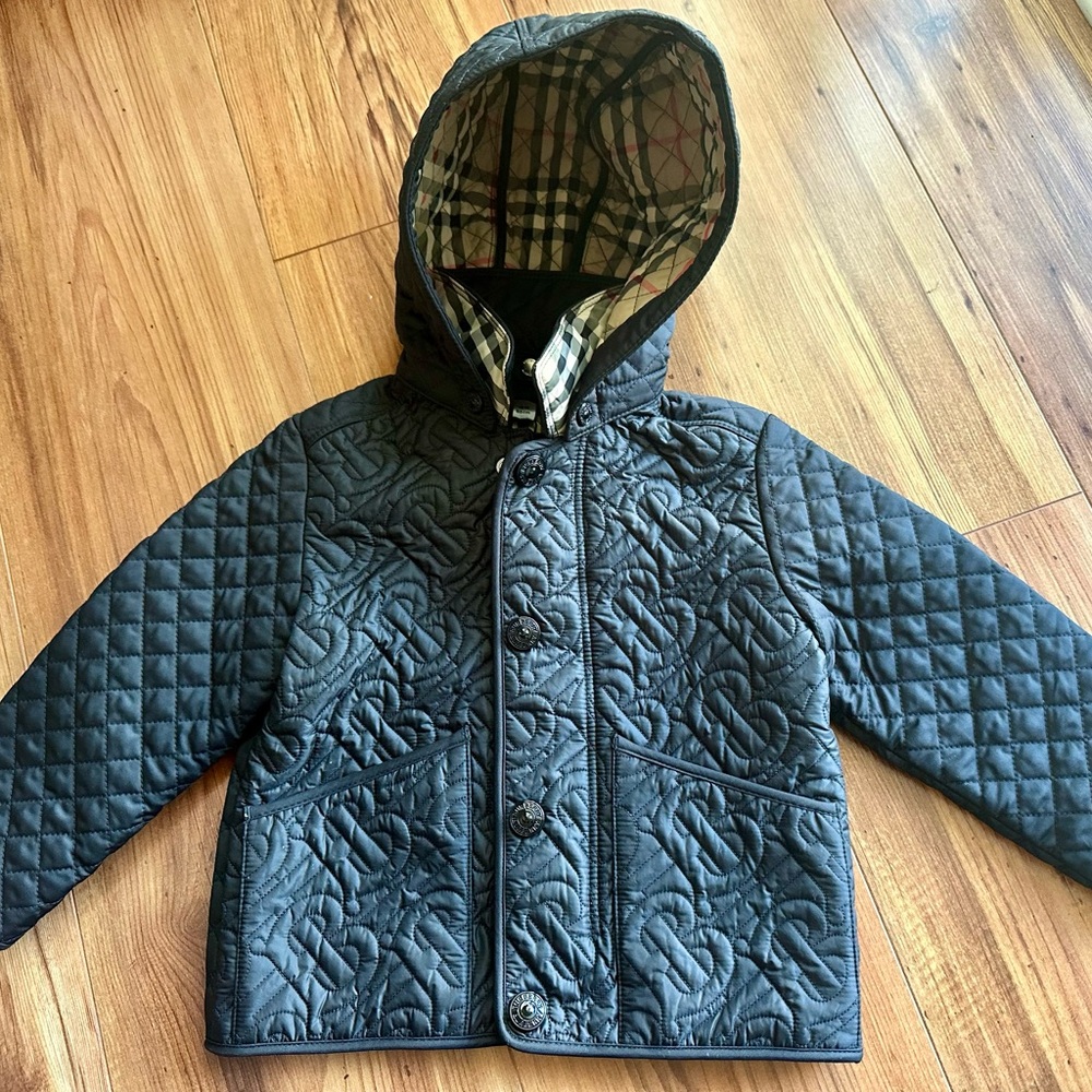 Brand NEW Burberry London: Black Quilted Vintage Check Baby Coat, 18 mos